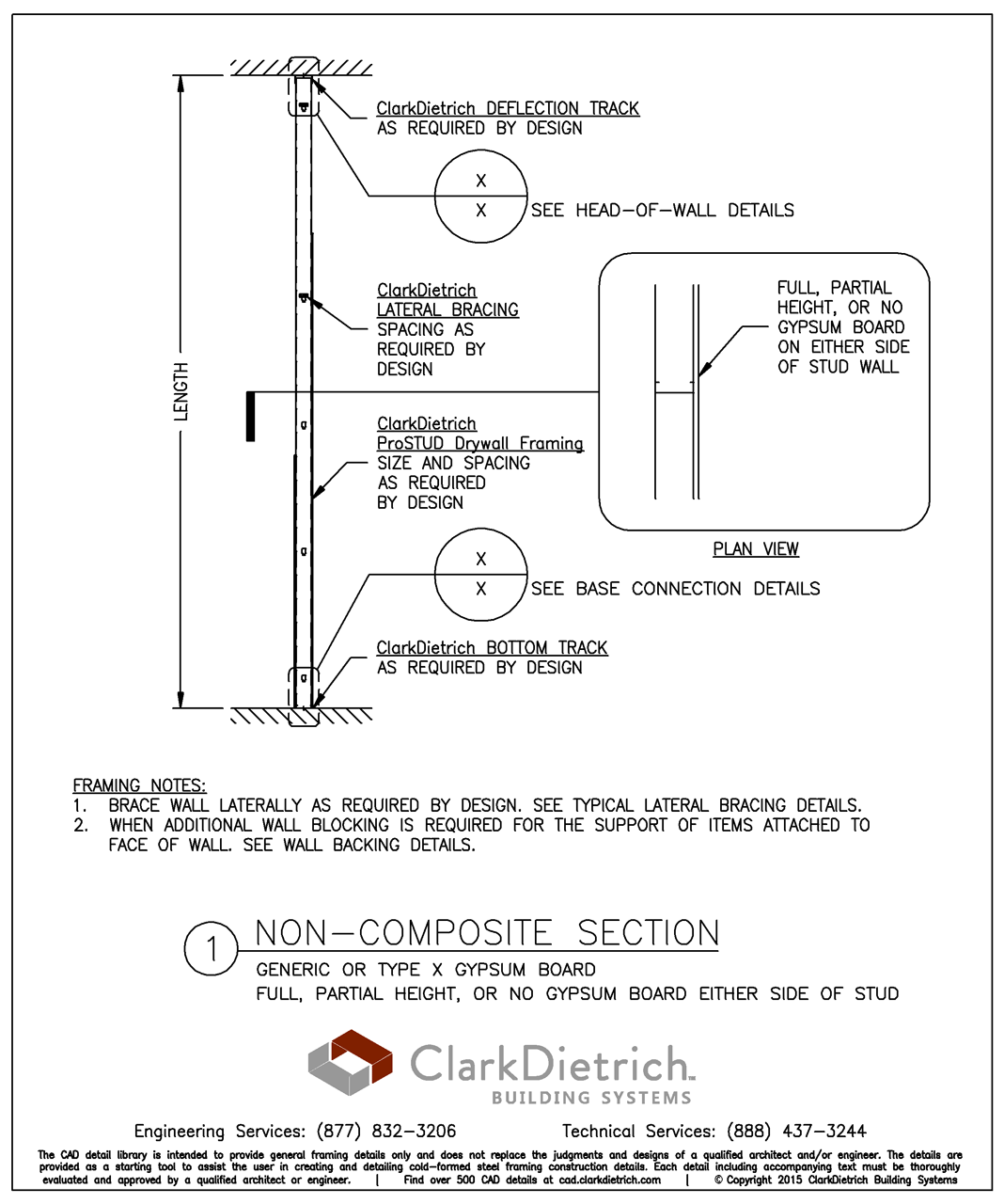 Non-Composite Wall Section