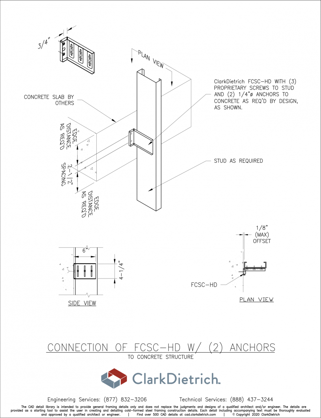 Stud Connection Bypass FCSC-HD (2) anchors